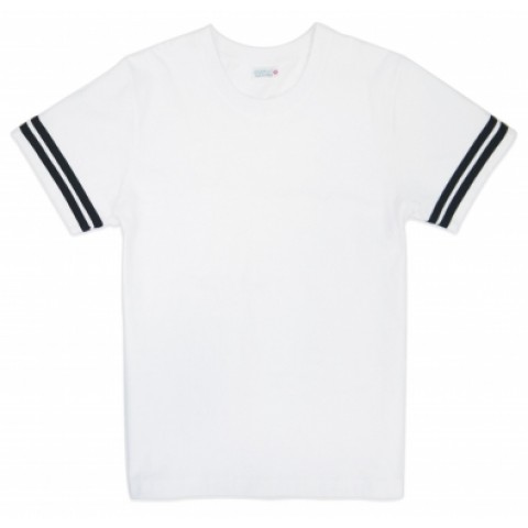 滾邊圓領短T-白