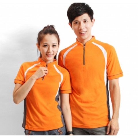 拉鍊活力款斜袖POLO衫