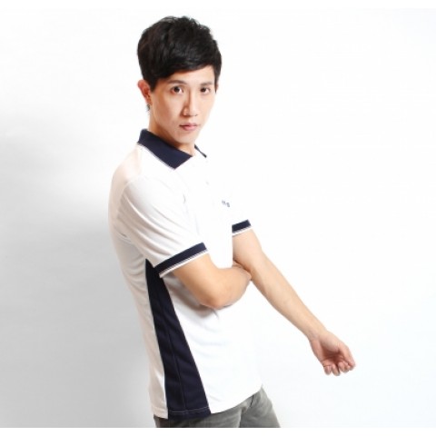 三角束袖配條POLO衫